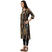 Multi printed 3/4th sleeve cotton kurta with side pocket