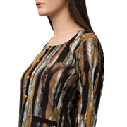 Multi printed 3/4th sleeve cotton kurta with side pocket