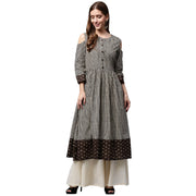 Black printed 3/4th Sleeve Cotton Anarkali kurta