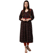 Coffee brown printed 3/4th sleeve Rayon anarkali kurta