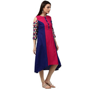 Blue & Pink 3/4th sleeve cotton kurta