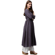 Blue printed half sleeve cotton Anarkali kurta