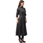 Black printed 3/4th Sleeve Cotton Anarkali kurta