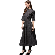 Black printed 3/4th Sleeve Cotton Anarkali kurta