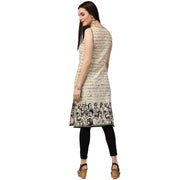 Off White printed sleeveless cotton kurta