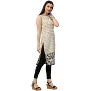 Off White printed sleeveless cotton kurta