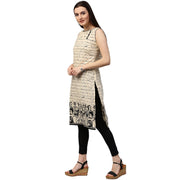 Off White printed sleeveless cotton kurta