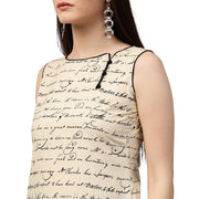 Off White printed sleeveless cotton kurta