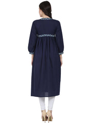 Blue 3/4th sleeve cotton Anarkali kurta