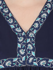 Blue 3/4th sleeve cotton Anarkali kurta