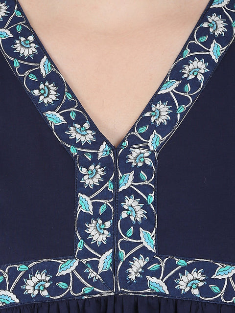 Blue 3/4th sleeve cotton Anarkali kurta