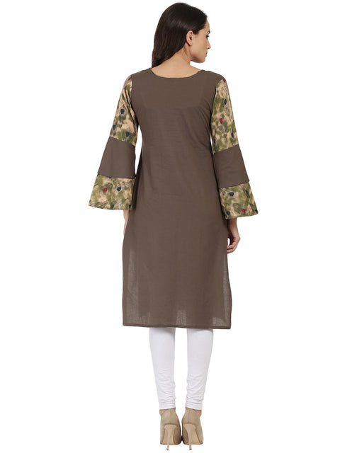 Brown full sleeve cotton kurta