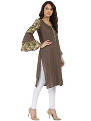 Brown full sleeve cotton kurta