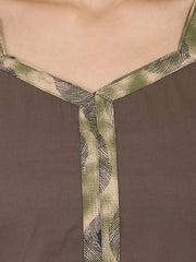 Brown full sleeve cotton kurta