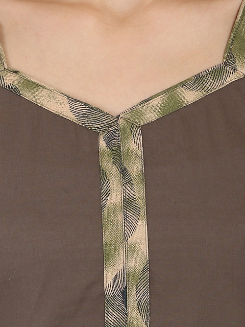 Brown full sleeve cotton kurta