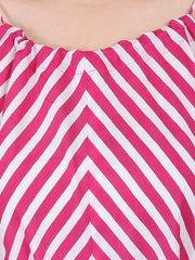 Pink printed sleeveless cotton Anarkali kurta