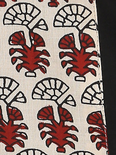 Black 3/4th Sleeve cotton kurta with Maroon flared skirt