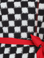 Black printed 3/4th sleeve cotton A-line kurta