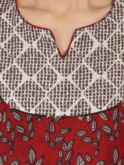 Black printed 3/4th sleeve double layer cotton Anarkali kurta