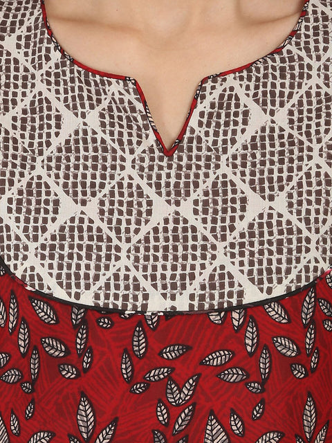 Black printed 3/4th sleeve double layer cotton Anarkali kurta