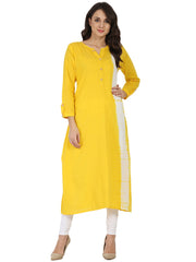 Yellow tie dye 3/4th sleeve cotton A-line kurta