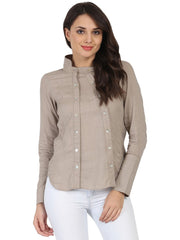 Light Grey full sleeve Rayon slub Tunic