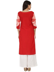 Peach tie Dye 3/4th sleeve cotton Kurta