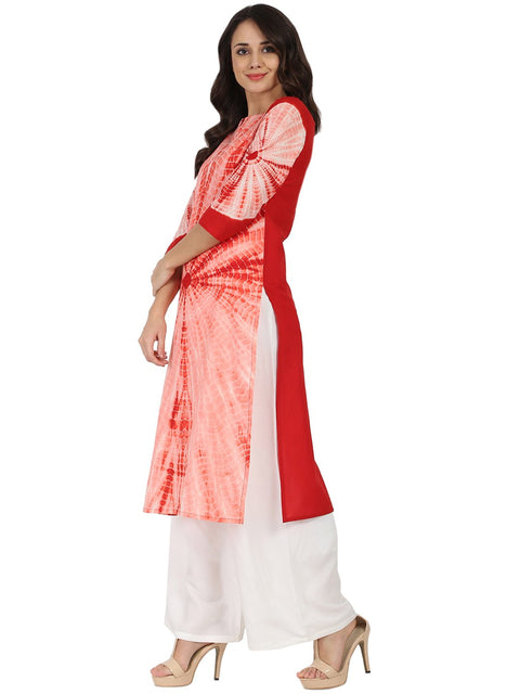 Peach tie Dye 3/4th sleeve cotton Kurta