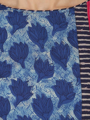 Blue & Pink printed 3/4th sleeve Cotton kurta