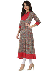 Nayo Women Multi color 3/4th sleeve cotton Anarkali kurta