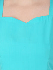 Blue Sleeveless crepe crop top with flared printed Assymetric skirt