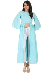 Blue half sleeve crepe A-line kurta