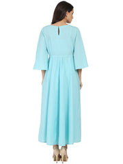 Blue half sleeve crepe A-line kurta