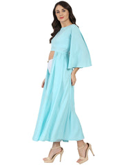 Blue half sleeve crepe A-line kurta