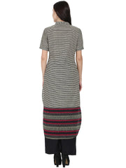 Black printed half sleeve cotton long kurta