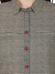 Black printed half sleeve cotton long kurta