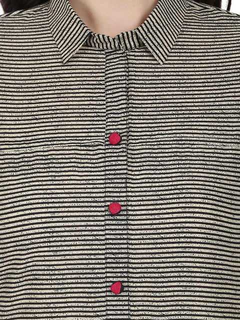 Black printed half sleeve cotton long kurta