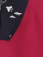 Red one side sleeve crepe kaftan kurta