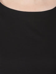 Black & red printed 3/4th sleeve cotton kurta