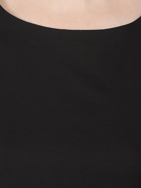 Black & red printed 3/4th sleeve cotton kurta