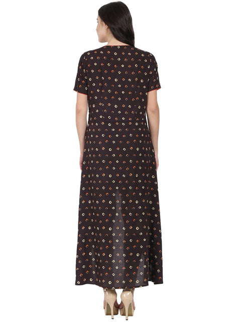 Coffee Brown half sleeve rayon Angrakha style kurta