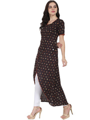 Coffee Brown half sleeve rayon Angrakha style kurta