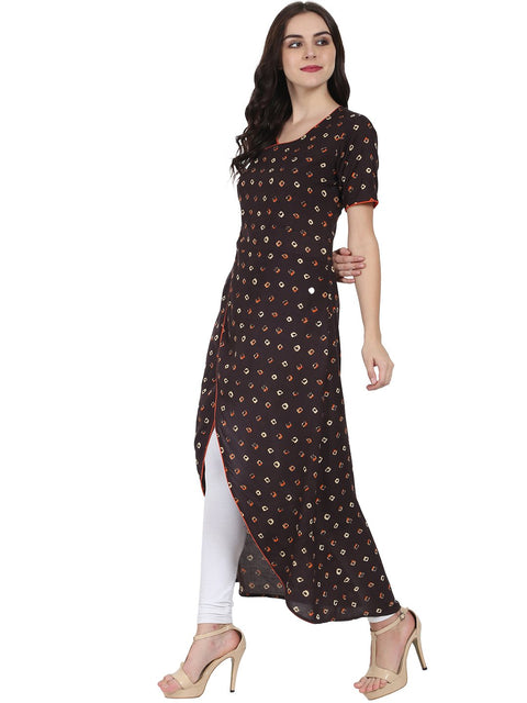 Coffee Brown half sleeve rayon Angrakha style kurta