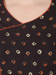 Coffee Brown half sleeve rayon Angrakha style kurta