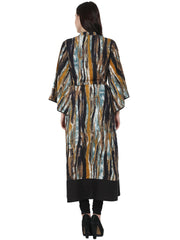 Multi printed full sleeve cotton Anarkali kurta with flared sleeve