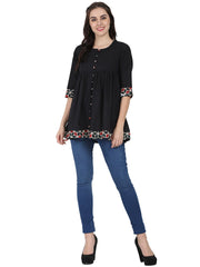 Black 3/4th sleeve cotton A-line tunic