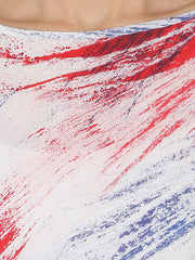 White tye dye half sleeve cotton A-line Assymetric kurta