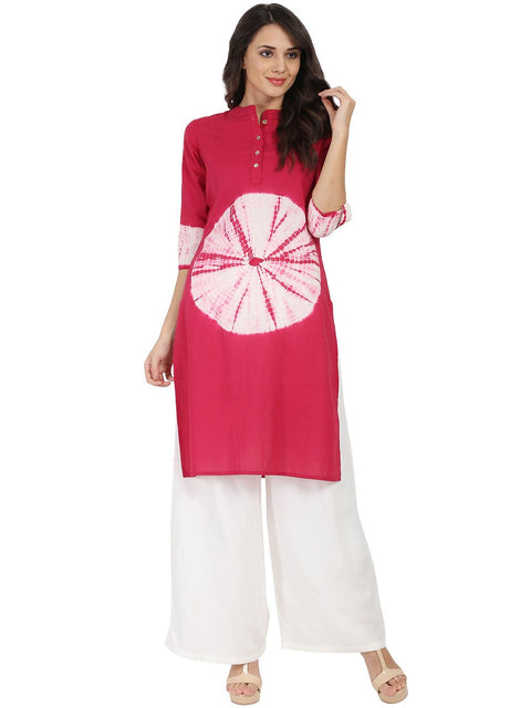 Maroon 3/4th sleeve cotton tye dye kurta