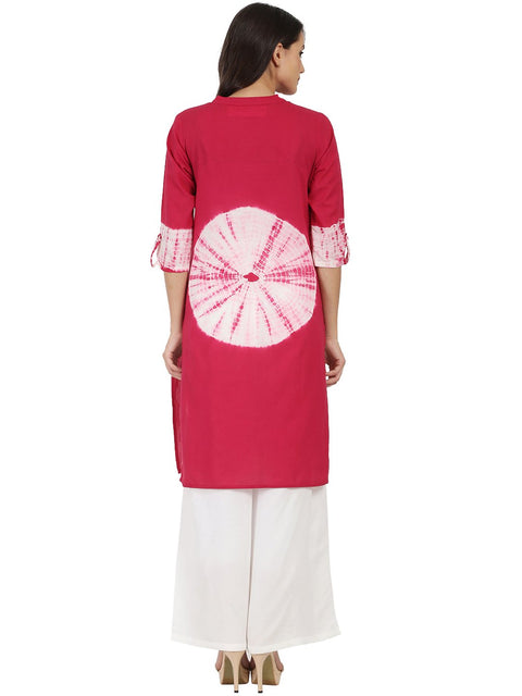 Maroon 3/4th sleeve cotton tye dye kurta