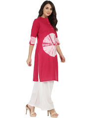 Maroon 3/4th sleeve cotton tye dye kurta